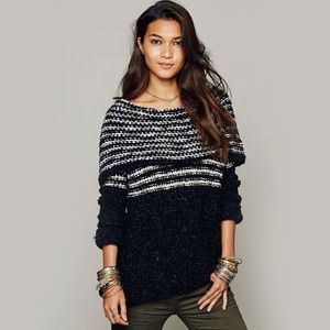 Free People Engineer Striped Cowl Neck Sweater